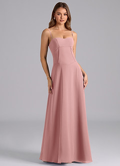Azazie Valentine Bridesmaid Dresses Dusty Rose A-Line Corset Chiffon Dress image1