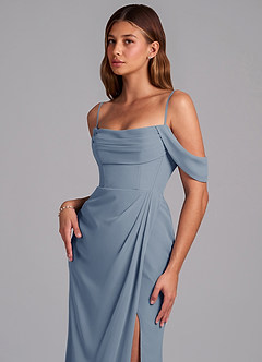 Azazie Johana Jurken voor bruidsmeisjes Converteerbaar Jurk van Chiffon met Zeemeermin Off the Shoulder Schemering image5