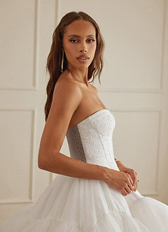 Christian Siriano Bridal for Azazie 2007 Robes de mariée Robe Princesse en Tulle Paillettes Blanc Diamant Cacao image3