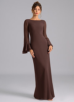 Azazie Leone Vente Finale Robe Sirène en Mousseline de soie Corset Cabernet image4