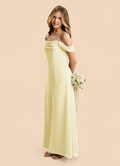 Azazie Lilly Junior A-Linie Plissee Chiffon Kleid Zitronensorbet image3