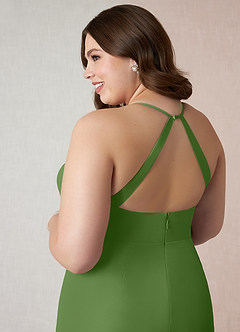 Azazie Becca Robes de demoiselle d'honneur Robe Fourreau en Mousseline de soie Col en V Basilic image11