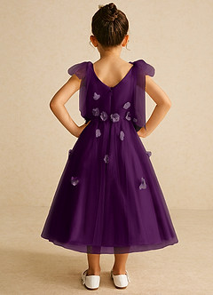 Azazie Minia Flower Girl Dresses Grape A-Line Bow Matte Satin Dress image6