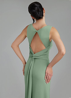 Azazie Ariel Brautjungfernkleider Meerjungfrau-Linie Rechteckiger Ausschnitt Premium Stretch Jersey Kleid Matcha image9