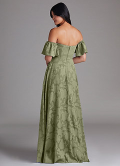 Azazie Sue Bridesmaid Dresses Pistachio A-Line Off the Shoulder Floral Burnout Convertible Dress image3