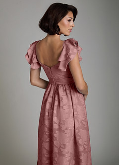 Azazie Anaya Bridesmaid Dresses Dusty Rose A-Line Ruched Floral Burnout Dress image6