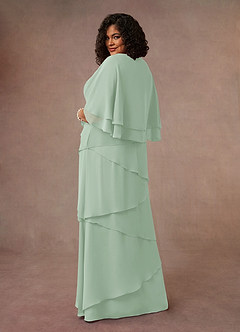 Azazie OHara Mère de la mariée Robes Robe Trapèze en Mousseline de soie Col V Agave image11