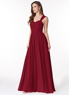 Azazie Zapheira Bridesmaid Dresses Burgundy A-Line Ruched Chiffon Dress image3