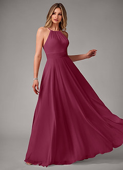 Azazie Amalia Robes de demoiselle d'honneur Robe Trapèze en Mousseline de soie Plissée Mûre image4
