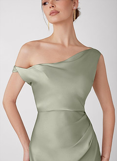 Avela Dusty Sage Lysende satin maxikjole image4