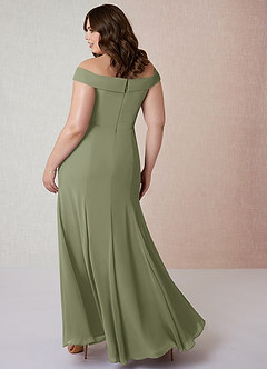 Azazie Lecia Jurken voor bruidsmeisjes Converteerbaar Jurk van Chiffon met rijk Off-the-shoulder geplooid Pistache image9