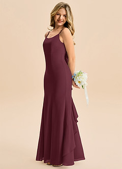 Azazie Lioren Junior Cabernet Mermaid Bow Chiffon Dress image2
