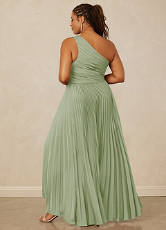Christian Siriano Bridal for Azazie 1008 Bridesmaid Dresses Dusty Sage A-Line One Shoulder Stretch Satin Dress image14