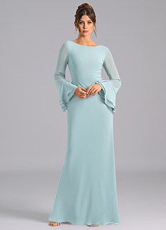 Azazie Leone Bridesmaid Dresses Mist Mermaid Corset Chiffon Dress image3