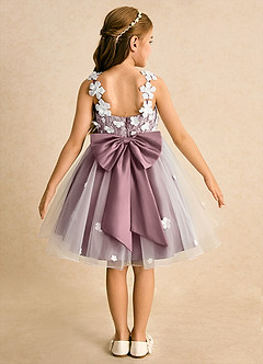 Azazie Junebug Flower Girl Dresses Ivory Vintage Mauve Ball-Gown Lace Tulle Dress image1