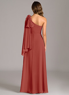 Azazie Tella Bridesmaid Dresses Terracotta A-Line One Shoulder Chiffon Dress image7