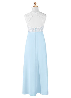 Azazie Rana Junior Sky Blue A-Line Lace Chiffon Dress image6