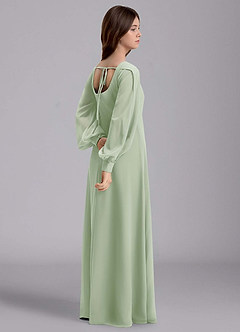 Azazie Bondi Junior Abito A-Line in Chiffon Blusa Verde Salvia image6