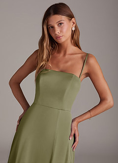 Azazie Wren Bridesmaid Dresses Pistachio A-Line Strapless Stretch Satin Convertible Dress image2