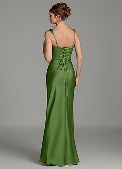 Azazie Mela Robes de demoiselle d'honneur Robe Fourreau en Satin extensible Corset Basilic image6