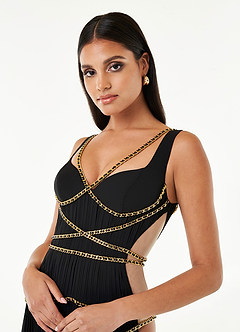 Simona Black Chain Maxi Dress image2