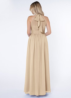 Azazie Iman Bridesmaid Dresses Champagne A-Line A-Line Ruched Chiffon Dress image2
