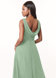 Azazie Karina Bridesmaid Dresses Matcha A-Line Pleated Chiffon Dress image4