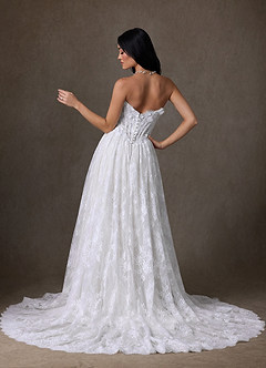 Azazie Vanessa Wedding Dresses Diamond White Ball-Gown Strapless Lace Dress image13