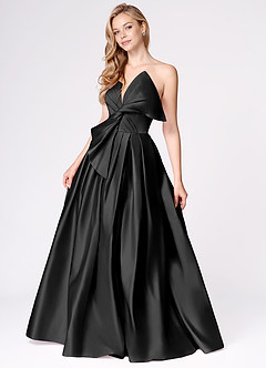 Miebow Black Strapless Illusion V-Neck Gown image4