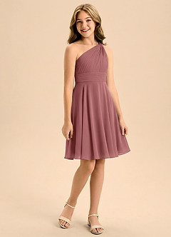 Azazie Charlize Junior Jurk van Chiffon met A-Lijn Geplooid Amethist image3