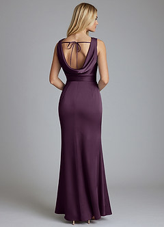 Azazie Tallie Bridesmaid Dresses Plum Mermaid Pleated Stretch Satin Dress image6