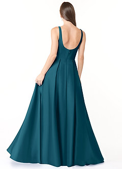 Azazie Neve Bridesmaid Dresses Ink Blue Ball-Gown with Pockets Stretch Satin Dress image2