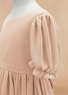 Azazie Joss Flower Girl Dresses English Rose A-Line with Sleeves Chiffon Dress image8