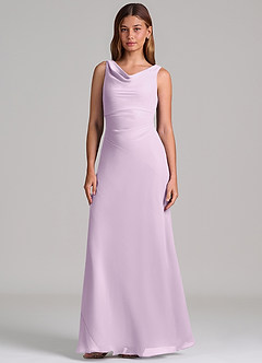 Azazie Nerine Brudtärnklänningar Klä av A-Linje i Chiffong Plisserad Frostad Lila image4