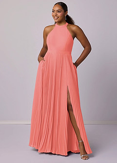 Barbie ♥ Azazie Bridesmaid Dresses Coral A-Line Pleated Chiffon Dress image11