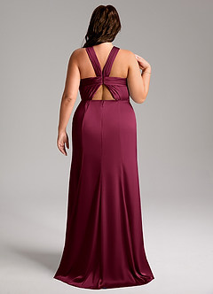 Azazie Rue Bridesmaid Dresses Burgundy Mermaid Pleated Stretch Satin Dress image9