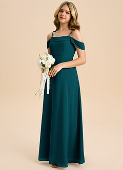 Azazie Anselie Junior Pine A-Line Off the Shoulder Chiffon Dress image6