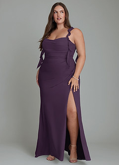 Azazie Jessamine Bridesmaid Dresses Plum Mermaid Corset Chiffon Dress image11