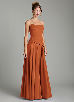 Azazie Gabriela Bridesmaid Dresses Cinnamon A-Line Corset Chiffon Dress image5