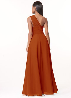 Azazie Ashley Bridesmaid Dresses Paprika A-Line Ruched Chiffon Dress image2
