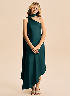 Azazie Briony Junior Etui Plissee Stretch-Satin Kleid Kiefer image7