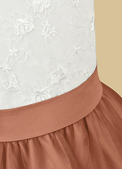 Azazie Vetty Flower Girl Dresses Ivory Bronzer A-Line Lace Tulle Dress image11