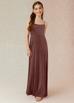 Azazie Solange Junior Espresso A-Line Velvet Dress image1