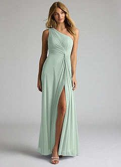 Azazie Brooke Jurken voor bruidsmeisjes Jurk van Mesh met A-Lijn One-Shoulder Agave image4
