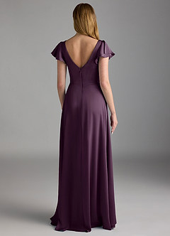 Azazie Omari Robes de demoiselle d'honneur Robe Trapèze en Satin extensible Prune image2