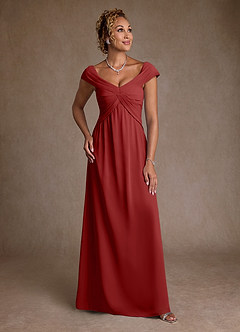 Azazie Myrtle Mother of the Bride Dresses Rust A-Line Pleated Chiffon Dress image1