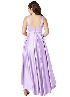 Azazie Inaya Junior A-Linie Gürtel/Schärpe Stretch-Satin Kleid Flieder image2