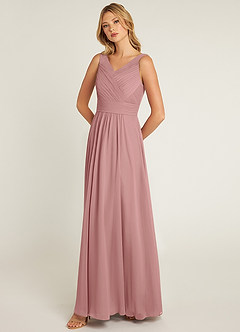 Azazie Pierrette Bridesmaid Dresses Dusty Rose A-Line Pleated Chiffon Dress image3