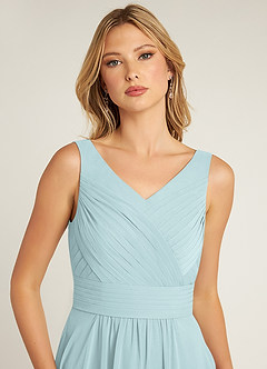 Azazie Pierrette Bridesmaid Dresses Mist A-Line Pleated Chiffon Dress image5