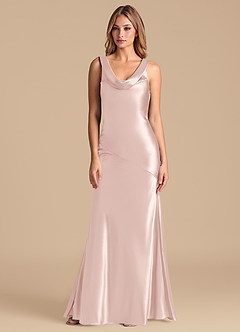 Azazie Rylina 신부 들러리 드레스 인어 메탈릭 새틴 바닥 길이 드레스 image5